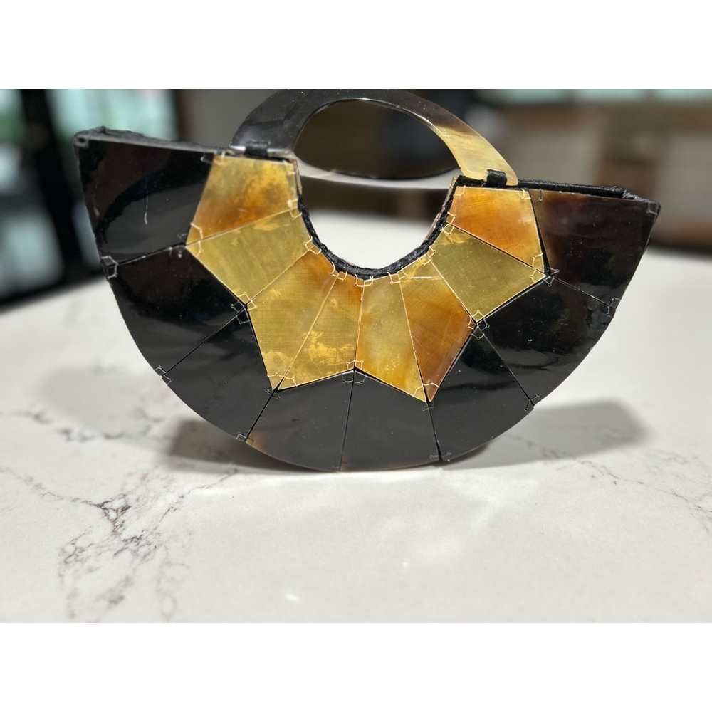 NEW Summer Elegant Horn Amber Lined Clutch 10”x5”